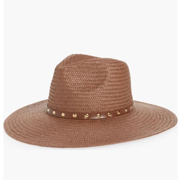Madewell Wide Brim Straw‎ Fedora Hat Chocolate Raisin Brown S/M NWT